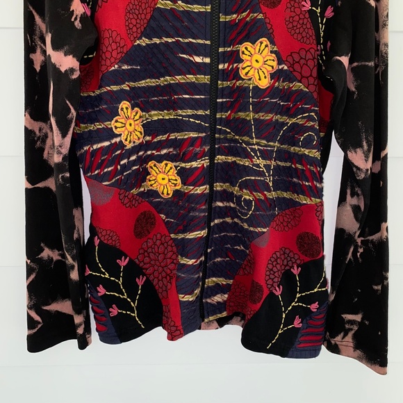Vintage Rising International Mixed Prints Floral Embroidery Hoodie Medium - Picture 5 of 15